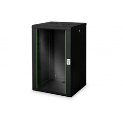 DIGITUS Rack Unique 19" 20U 998x600x600mm üvegajtós fekete fali rack szekrény