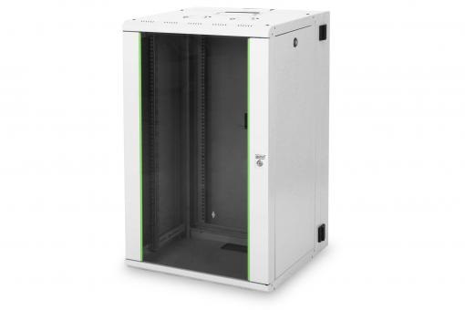 DIGITUS Rack Unique 19" 20U 998x600x600mm kétrészes üvegajtós szürke fali rack szekrény