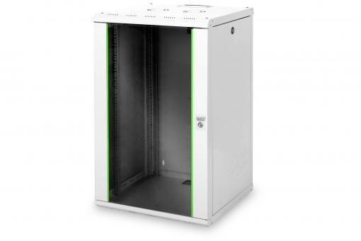 DIGITUS Rack Unique 19" 20U 998x600x600mm üvegajtós szürke fali rack szekrény