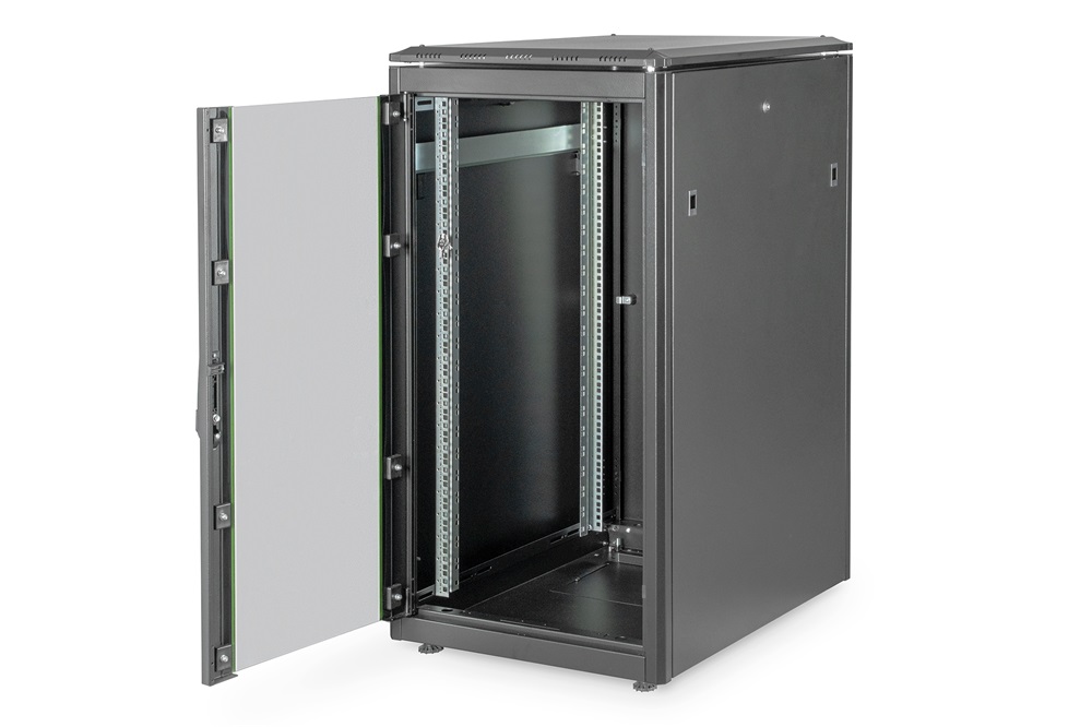 DIGITUS Rack Unique 19" 22U 1164x600x800mm üvegajtós fekete álló rack szekrény