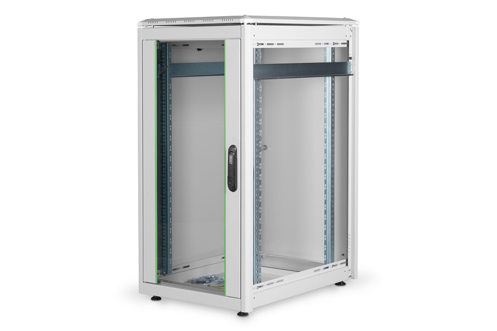 DIGITUS Rack Unique 19" 22U 1164x600x800mm üvegajtós szürke álló rack szekrény