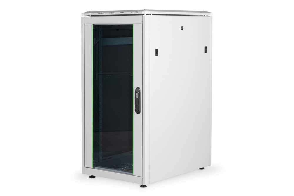 DIGITUS Rack Unique 19" 22U 1164x600x800mm üvegajtós szürke álló rack szekrény
