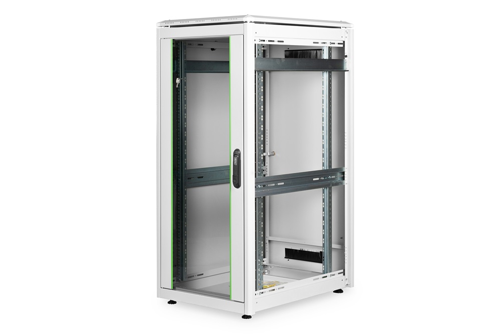 DIGITUS Rack Unique 19" 26U 1342x600x800mm üvegajtós szürke álló rack szekrény