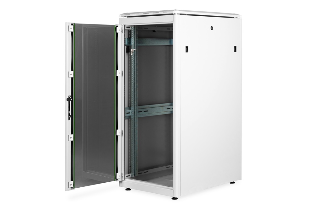 DIGITUS Rack Unique 19" 26U 1342x600x800mm üvegajtós szürke álló rack szekrény