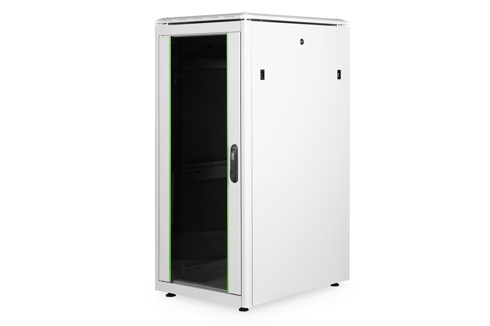 DIGITUS Rack Unique 19" 26U 1342x600x800mm üvegajtós szürke álló rack szekrény