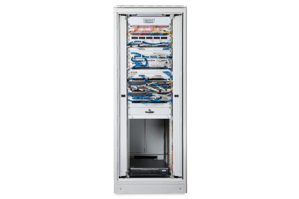 DIGITUS Rack Unique 19" 36U 1787x800x800mm üvegajtós szürke álló rack szekrény