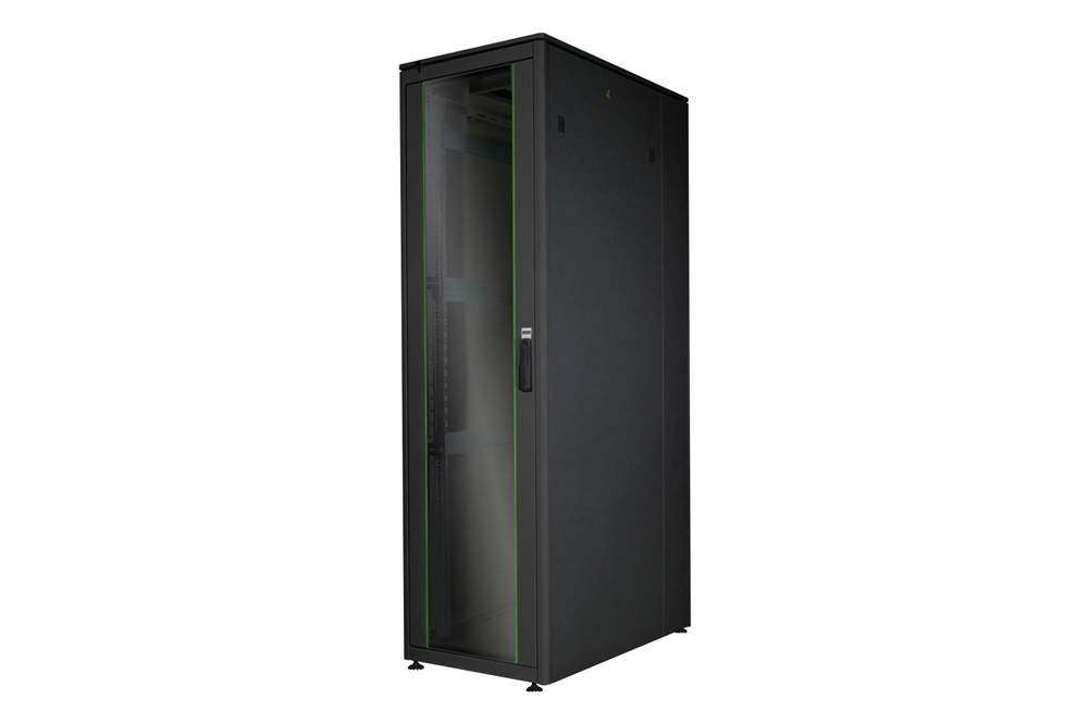 DIGITUS Rack Unique 19" 42U 2053x600x1000mm üvegajtós fekete álló rack szekrény