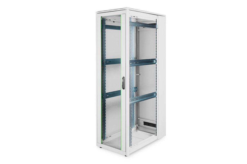 DIGITUS Rack Unique 19" 42U 2053x600x1000mm üvegajtós szürke álló rack szekrény