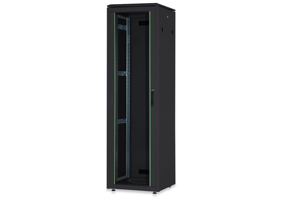 DIGITUS Rack Unique 19" 42U 2053x600x600mm üvegajtós fekete álló rack szekrény