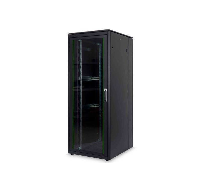 DIGITUS Rack Unique 19" 42U 2053x800x1000mm üvegajtós fekete álló rack szekrény