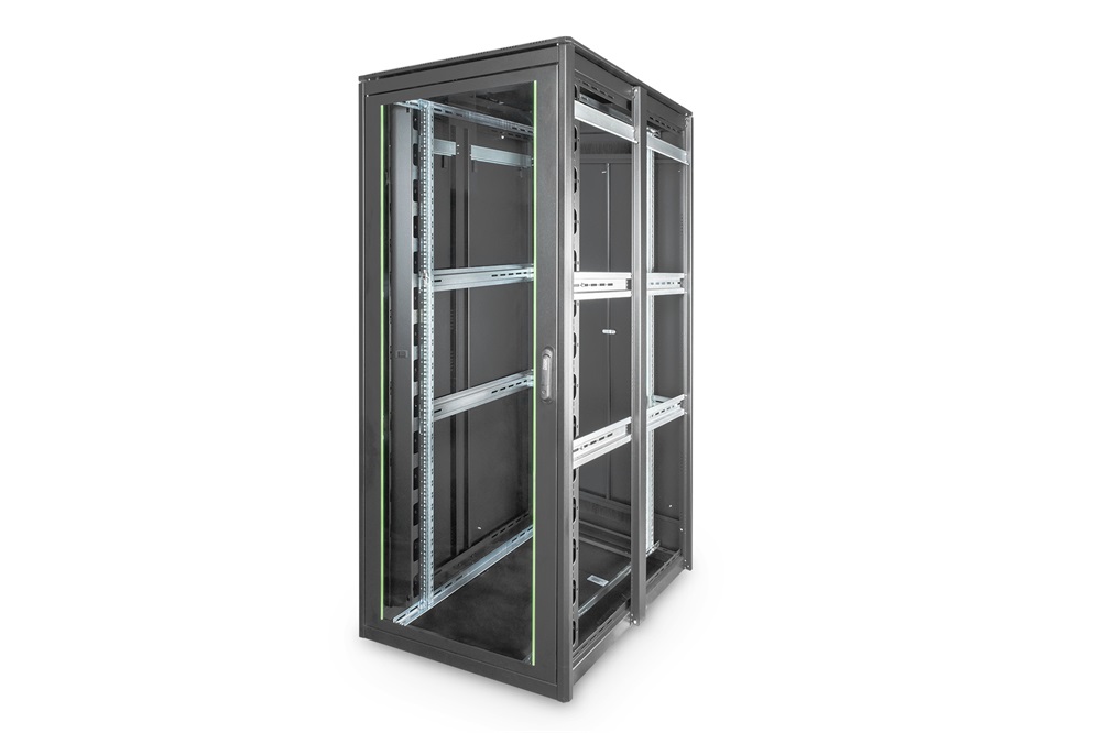 DIGITUS Rack Unique 19" 42U 2053x800x1200mm üvegajtós fekete álló rack szekrény