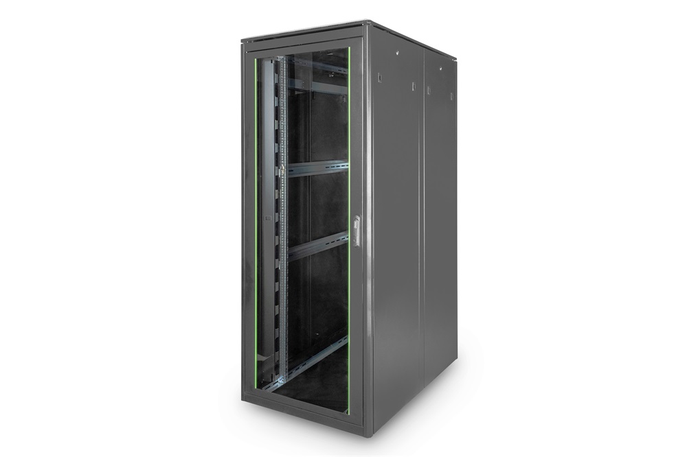 DIGITUS Rack Unique 19" 42U 2053x800x1200mm üvegajtós fekete álló rack szekrény