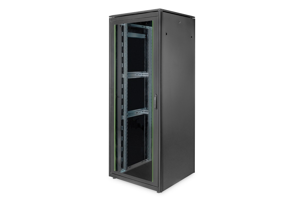 DIGITUS Rack Unique 19" 42U 2053x800x800mm üvegajtós fekete álló rack szekrény