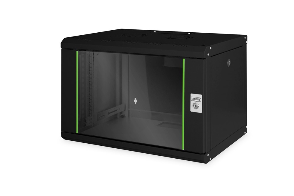 DIGITUS Rack Unique 19" 7U 420x600x450mm üvegajtós fekete fali rack szekrény