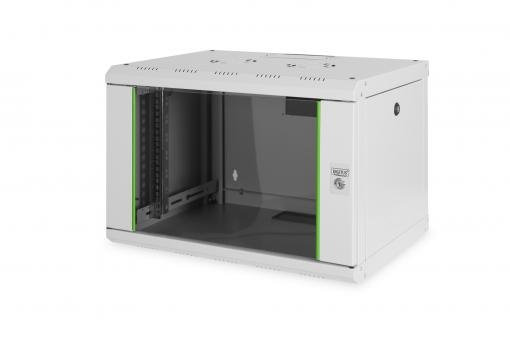DIGITUS Rack Unique 19" 7U 420x600x450mm üvegajtós szürke fali rack szekrény