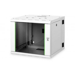 DIGITUS Rack Unique 19" 9U 509x600x600mm kétrészes üvegajtós szürke fali rack szekrény