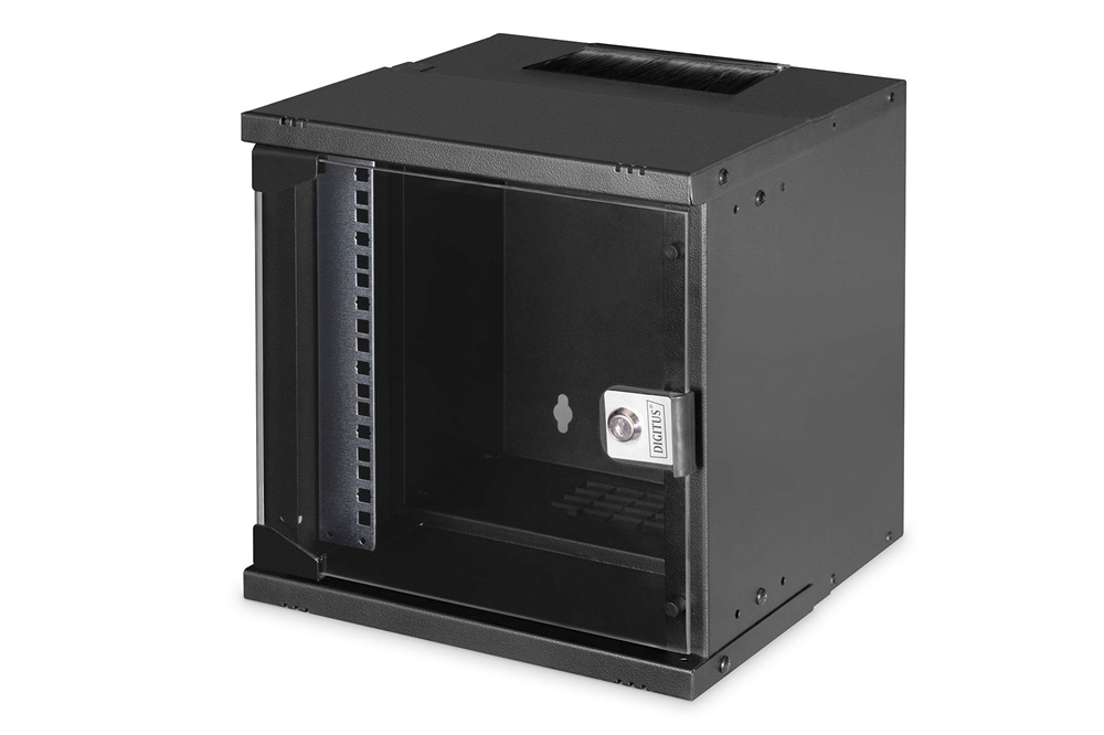 DIGITUS SOHO PRO 10" 6U 325x315 x300mm üvegajtós fekete fali rack szekrény