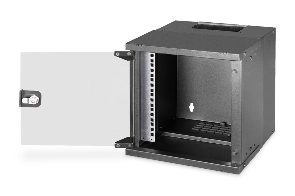 DIGITUS SOHO PRO 10" 6U 325x315 x300mm üvegajtós fekete fali rack szekrény
