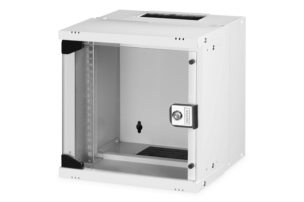 DIGITUS SOHO PRO 10" 6U 325x315x300mm üvegajtós szürke fali rack szekrény