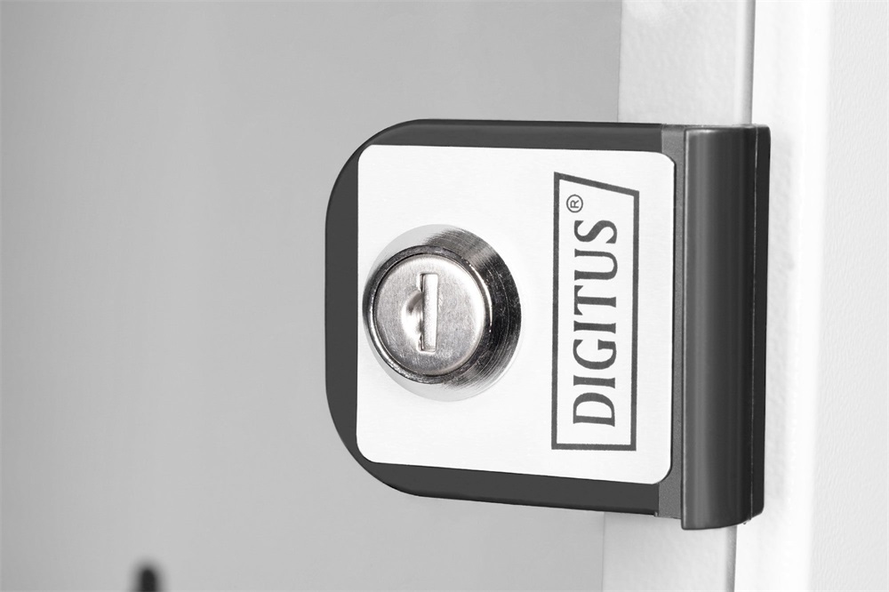 DIGITUS SOHO PRO 10" 6U 325x315x300mm üvegajtós szürke fali rack szekrény