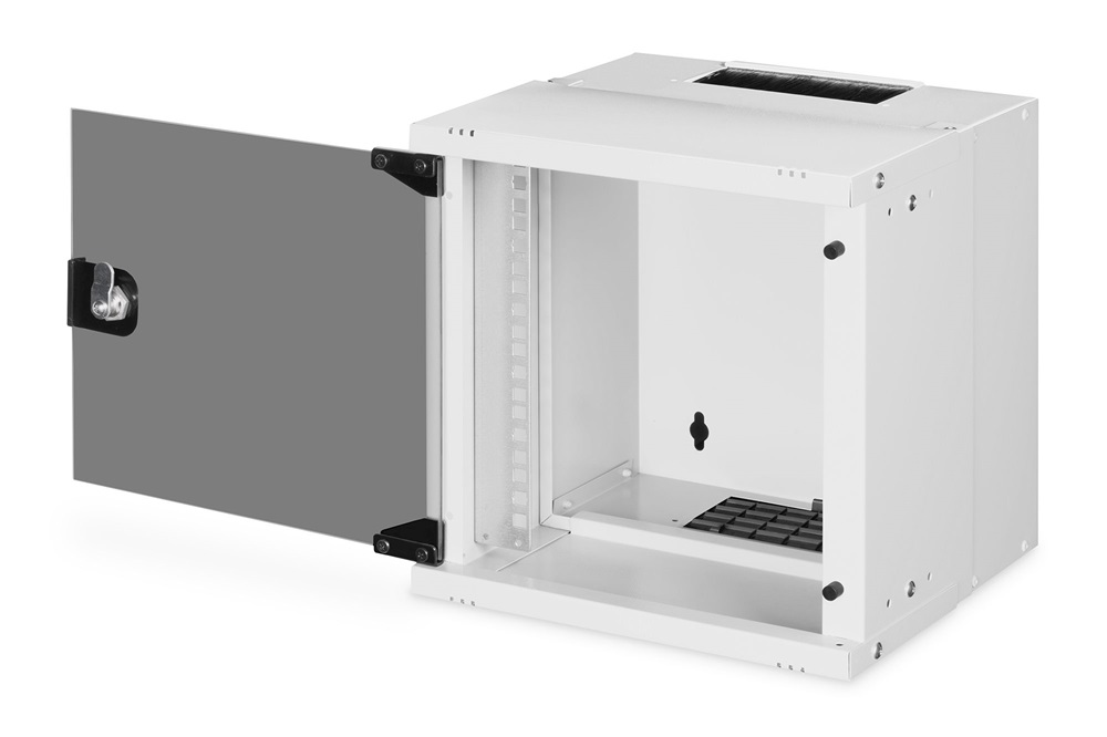 DIGITUS SOHO PRO 10" 6U 325x315x300mm üvegajtós szürke fali rack szekrény