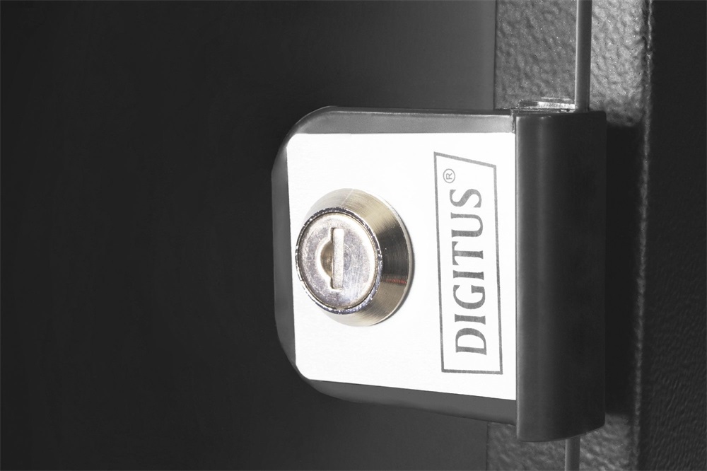 DIGITUS SOHO PRO 10" 9U 254x315x300mm üvegajtós fekete fali rack szekrény