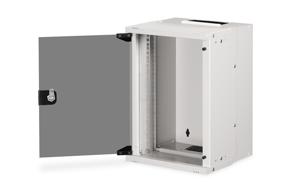 DIGITUS SOHO PRO 10" 9U 254x315x300mm üvegajtós szürke fali rack szekrény
