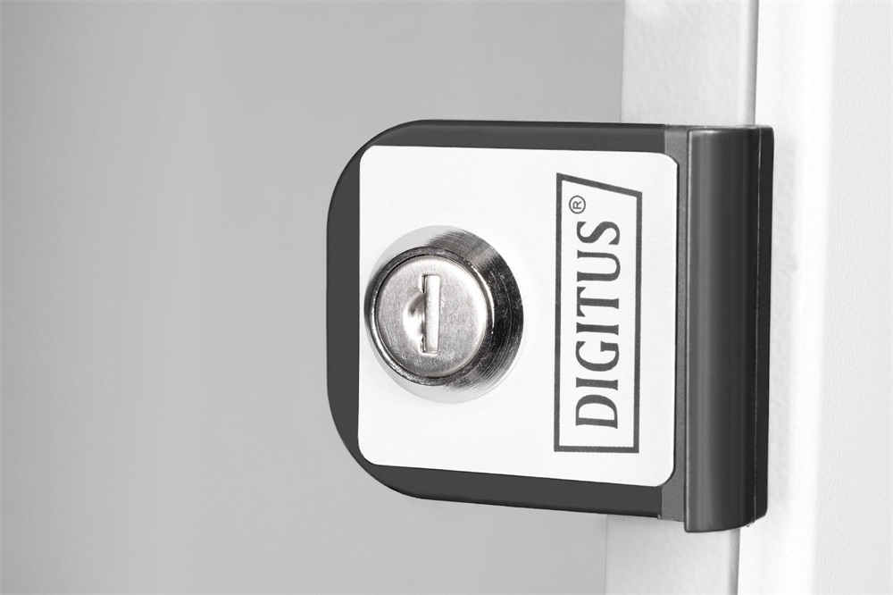 DIGITUS SOHO PRO 10" 9U 254x315x300mm üvegajtós szürke fali rack szekrény