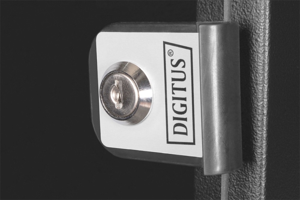 DIGITUS SOHO PRO 19" 12U 595x540x400mm üvegajtós fekete fali rack szekrény