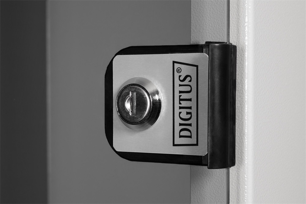 DIGITUS SOHO PRO 19" 12U 595x540x400mm üvegajtós szürke fali rack szekrény