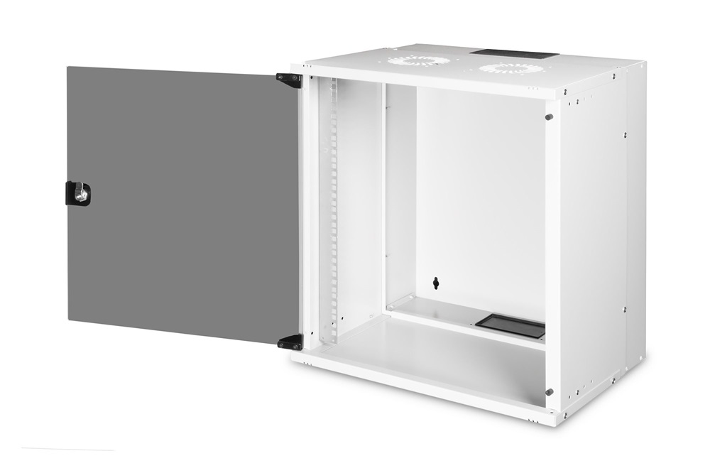 DIGITUS SOHO PRO 19" 12U 595x540x400mm üvegajtós szürke fali rack szekrény