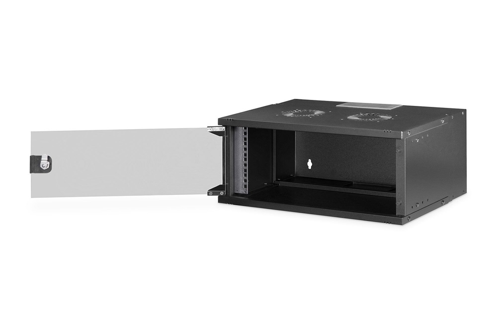 DIGITUS SOHO PRO 19" 4U 240x540x400mm üvegajtós fekete fali rack szekrény