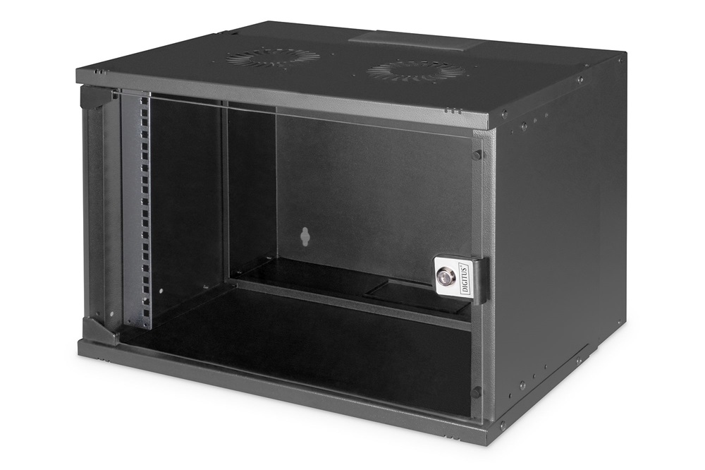 DIGITUS SOHO PRO 19" 7U 370x540x400mm üvegajtós fekete fali rack szekrény