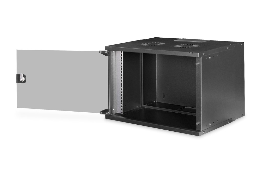 DIGITUS SOHO PRO 19" 7U 370x540x400mm üvegajtós fekete fali rack szekrény