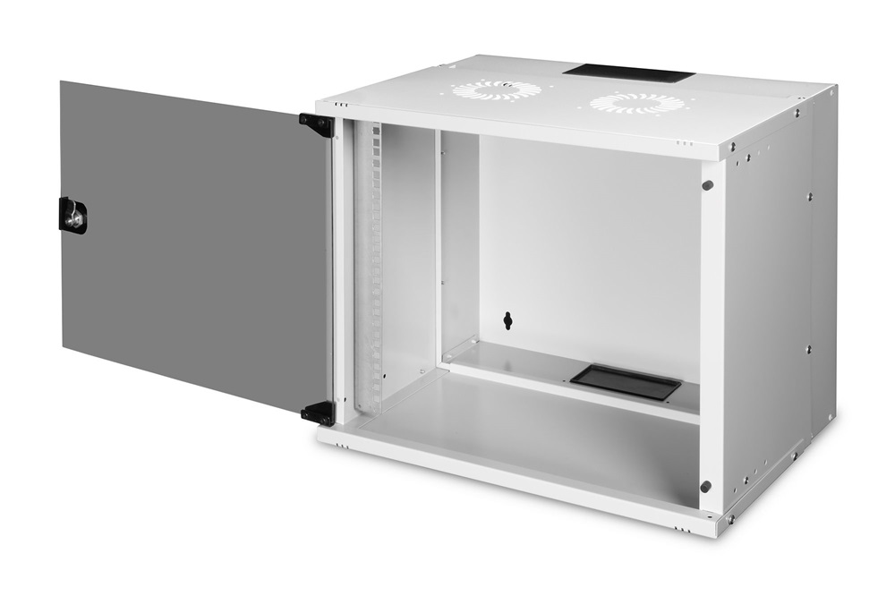 DIGITUS SOHO PRO 19" 9U 460x540x400mm üvegajtós szürke fali rack szekrény