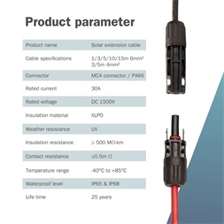 DIGITUS Solar 6mm 1500V DC XLPO napelemes kültéri kábelhosszabbító MC4 csatlakozóval 5m