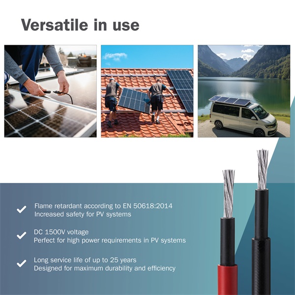 DIGITUS Solar 6mm 1500V DC XLPO napelemes kültéri piros telepítőkábel 20m