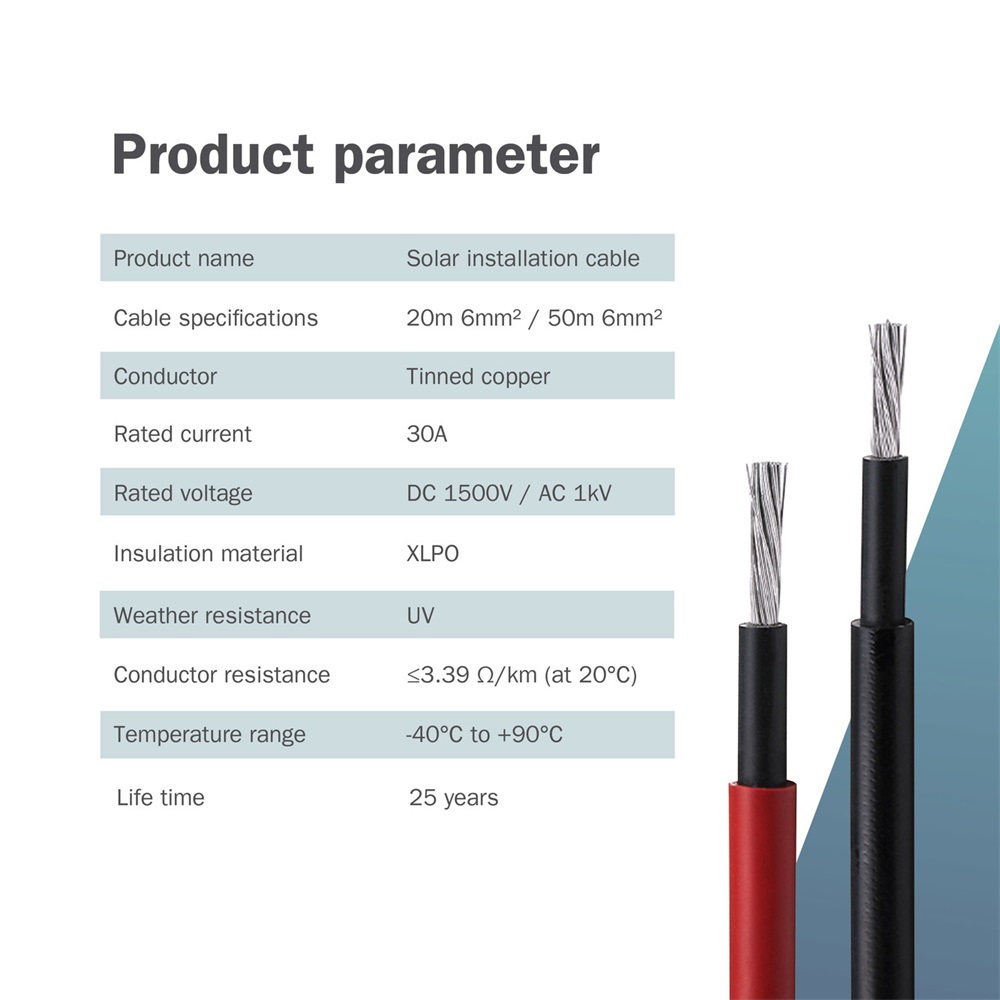 DIGITUS Solar 6mm 1500V DC XLPO napelemes kültéri piros telepítőkábel 20m