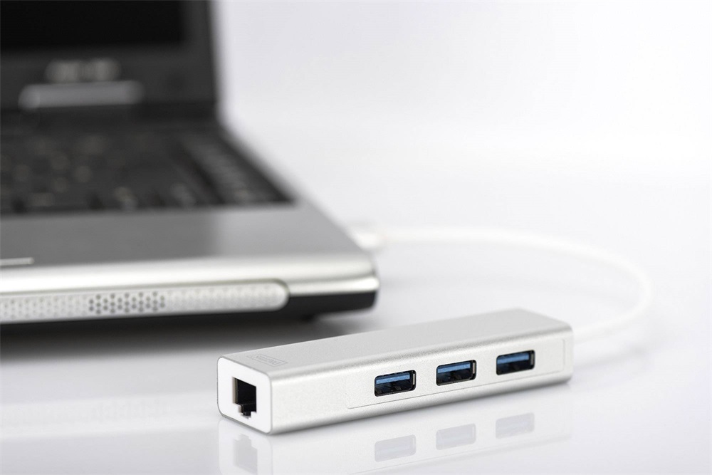 DIGITUS USB 3.0 Gigabit Ethernet adapter + 3 portos USB HUB
