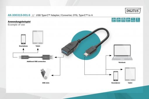 DIGITUS USB 3.0 Type A anya-> USB 3.0 Type C apa 0,15m OTG adapter
