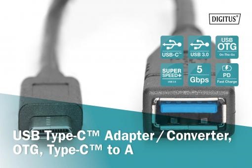 DIGITUS USB 3.0 Type A anya-> USB 3.0 Type C apa 0,15m OTG adapter