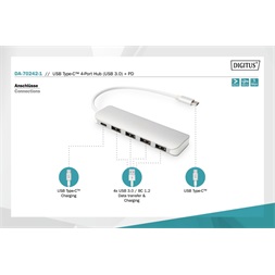 DIGITUS USB Type-C 4 portos USB 3.0 hub + PD