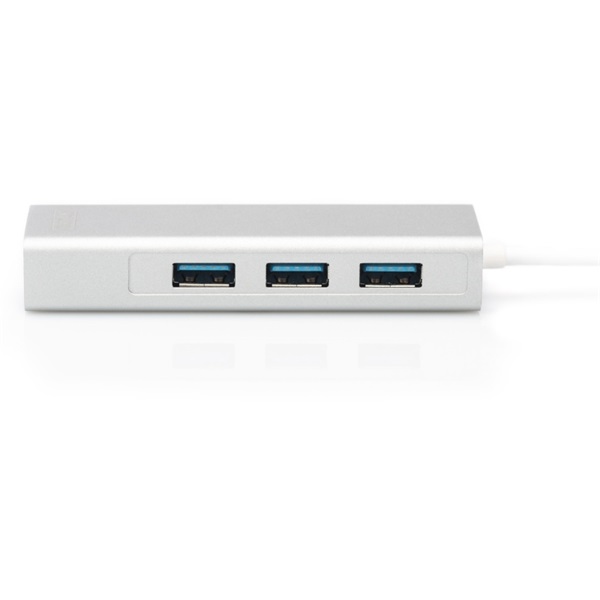 DIGITUS USB Type-C Gigabit Ethernet adapter + 3 portos USB HUB