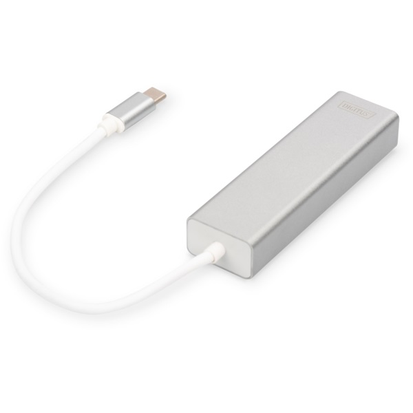 DIGITUS USB Type-C Gigabit Ethernet adapter + 3 portos USB HUB
