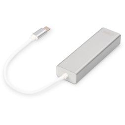 DIGITUS USB Type-C Gigabit Ethernet adapter + 3 portos USB HUB