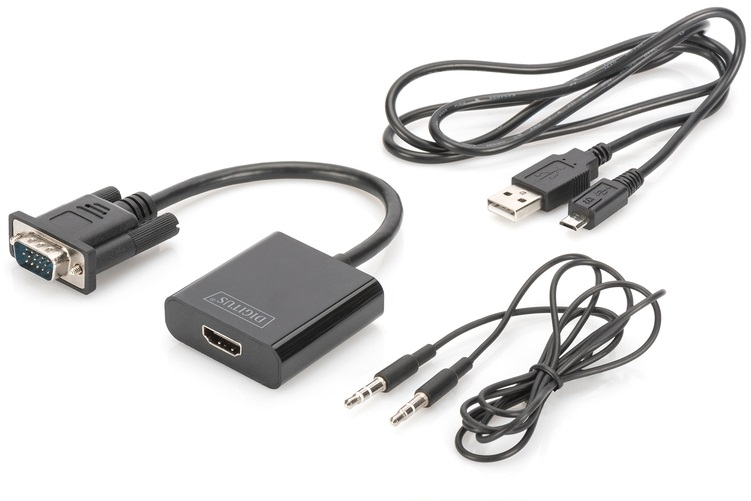 DIGITUS VGA apa -> HDMI anya adapter audio kábellel