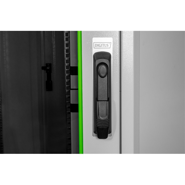 DIGITUS Varioflex-N 19" 42U 2022x800x1000mm üveg első ajtó és hátsó acél dupla ajtós szürke álló rack szekrény