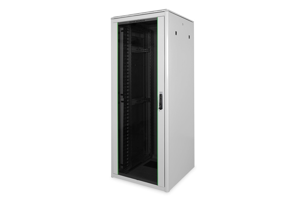 DIGITUS Varioflex-N 19" 42U 2022x800x800mm üveg első ajtós és hátsó acél dupla ajtós szürke álló rack szekrény