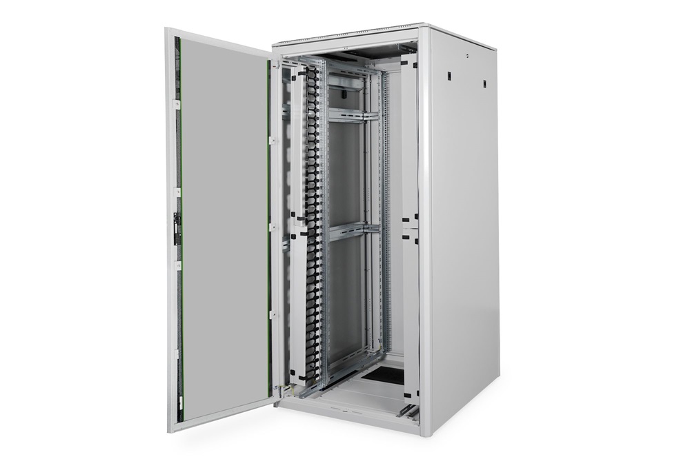 DIGITUS Varioflex-N 19" 42U 2022x800x800mm üveg első ajtós és hátsó acél dupla ajtós szürke álló rack szekrény