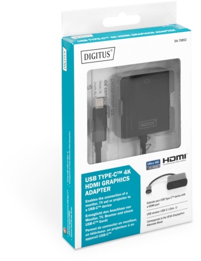 DIGITUS fekete USB 3.0 Type C - HDMI (4K@30Hz) adapter